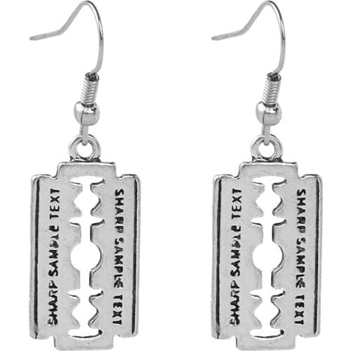 2021 fashion Razor Blade drop Earrings for women girls Gothic silver color Emo jewelry Goth Punk designer dangle hanging earring