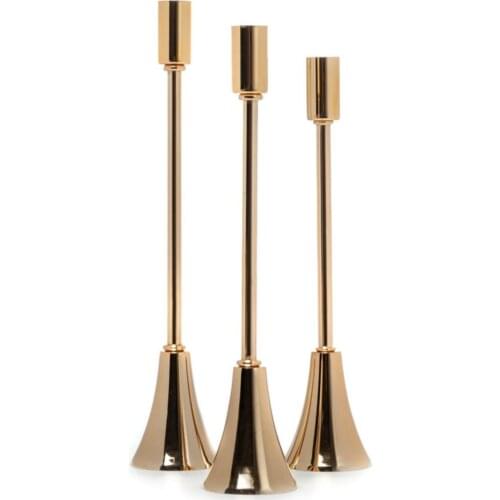 3 pcs Heels Gold Candelabra Candle Holder Slim Long Foot Home Decoration Crystal Candle Holder 3 Arms Centerpiece Wedding Buffet Table Decorations