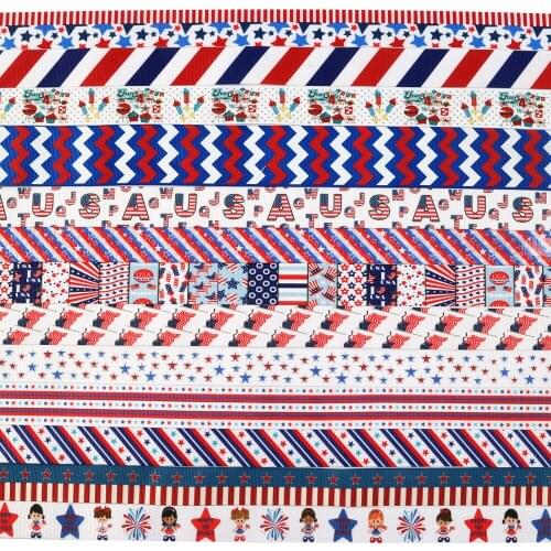 July 4th Mixed 10rolls/Set Multiple Sizes Festival Theme Grosgrain Ribbon Fabric Gift Wrapping DIY 1yard/Roll(Random),1Yc9944