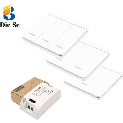 433Mhz Universal Remote Control RF AC 90-250V 10A 1 Channel Receiver 1/2/3 Gang Push Button Switch for Light/LED/Home Appliance