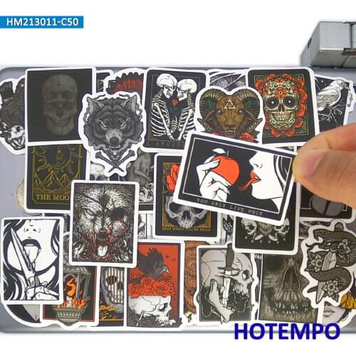 50pcs Skeleton Devil Witch Skull Totem Gothic Art Funny Stickers for Phone Laptop Guitar Skateboard Bike Motorcycle Car Sticker