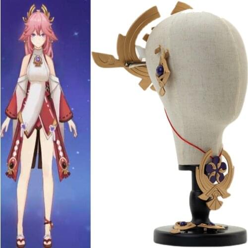 Genshin Impact Yae Miko Cosplay Accessory Guuji Yae Headwear Hair Clip Earrings Necklace Halloween Costume Props