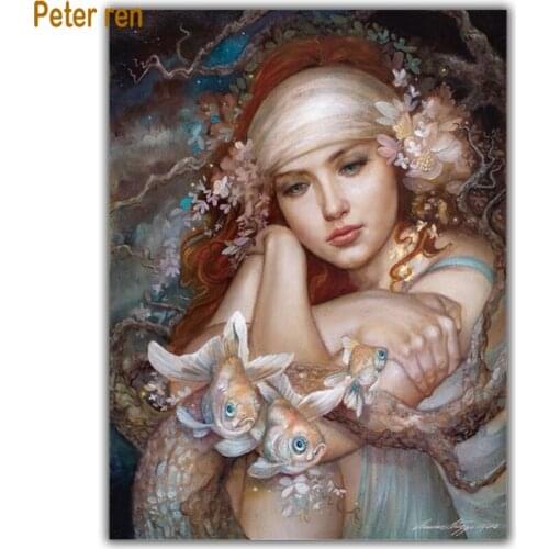 Diy Diamond painting cross stitch kit Crafts 5d Square\Round diamond Mosaic full diamond embroidery Home Decor "Beauty goldfish"