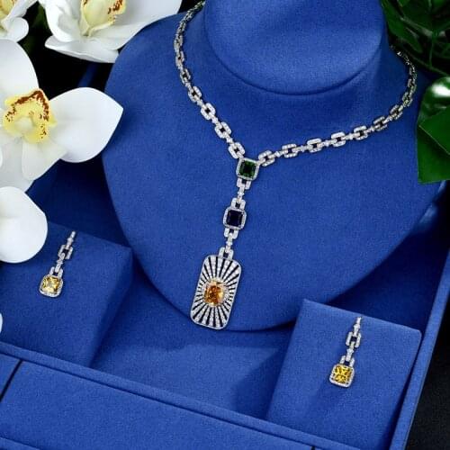 Be 8 Luxury Multicolor Crystal CZ Stone Jewelry Sets for Women Bride Necklace Set Wedding Dress Accessories Wholesale Price S505