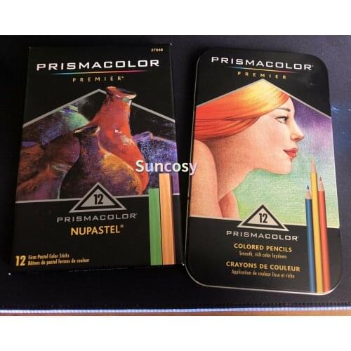 Prismacolor Colored Pencils 12 Pack and 12 Pastel Nupastel ,Prismacolor Soft Core Pencils,12 Colors,Lightfast Rich Pigments