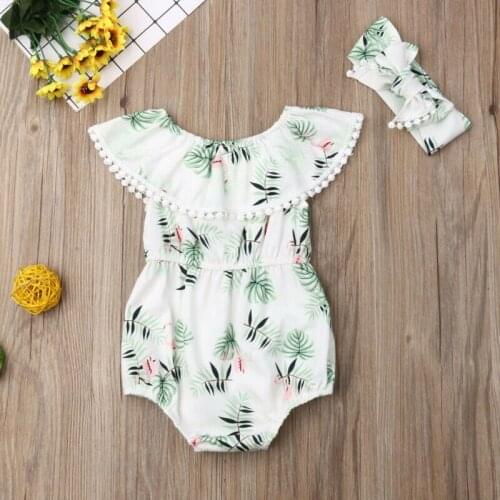 Flamingo Newborn Baby Girl Clothes Ruffle Romper Jumpsuit Summer Sleeveless Cute Baby Girl Clothes Outfit