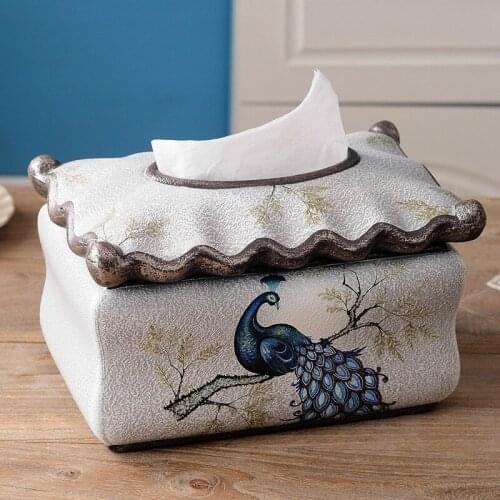 Household Storage Box Desktop Resin Tissue Box Decoration European Creative Tissue Box American-Style Paper Extraction Box