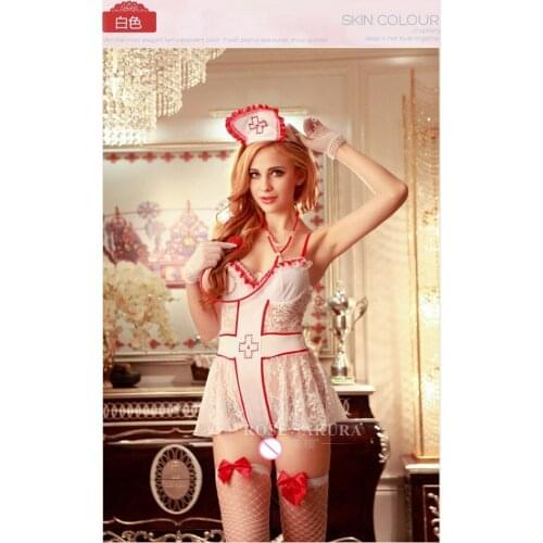 Plus Size Sexy Full Lace Embroidery Nightdress Erotic Nurse Costumes Uniform Fantasia Adult Office Game Cosplay Slip Lingerie