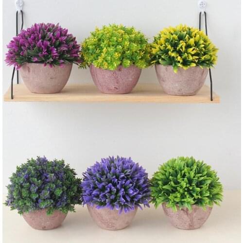 Artificial Plant Bonsai Fadeless No Watering Plastic Vivid Artificial Potted Flower for Window Garden Balcony Decoration