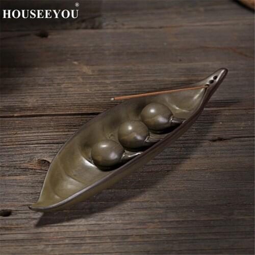 HOUSEEYOU Creative Pod Shaped Stick Incense Burner Spices Fragrance Aroma Scent Perfume Censer Home Office Office Tea Room Decor