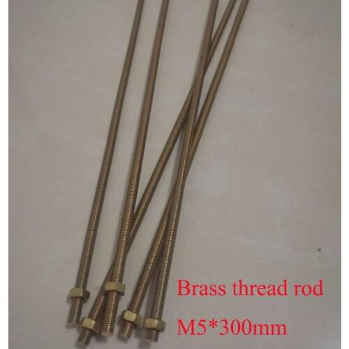 M5 Brass Thread Rod Threaded Bar about 300mm/pc, 5pcs/lot