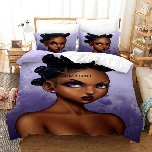 Fashionable Sexy Black Girl 3d Print Bedding Set Queen Size African Girl Duvet Cover with Pillowcase Western Style Bed Comforter