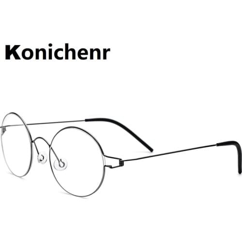 Konichenr Titanium Alloy Round Glasses Frame Men Korean Denmark Women Myopia Optical Prescription Eyeglass Screwless Eyewear