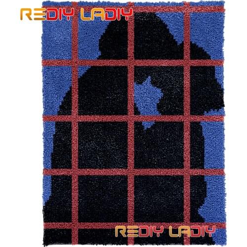 Latch Hook Rug Kits Kissing Lovers Seat Cushion DIY Carpet Rug Chunky Yarn Needlework Crochet Tapestry Knotted Floor Mat Crafts