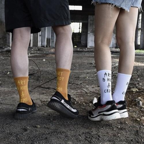 Fashion street style unisex cotton socks fun personality letters hip hop style man socks happy skateboard woman cool long socks