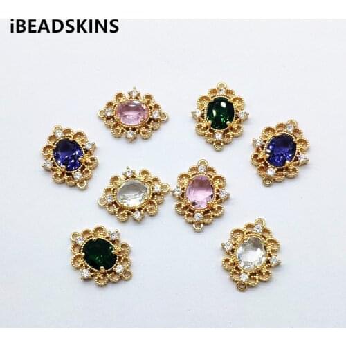 New arrival! 22x17mm 50pcs Crystal/Copper Oval Shape Connectors for Hand Made Earrings DIY parts,Jewelry Findings & Components