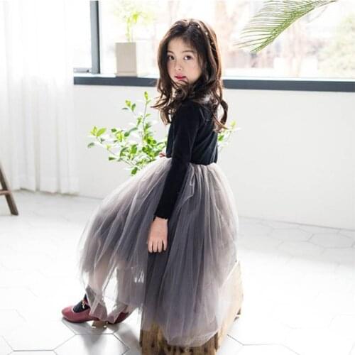 Autumn Winter Girls Dress Kids Clothes Fashion Girls Mesh Dresses Long Sleeves Girls Dress