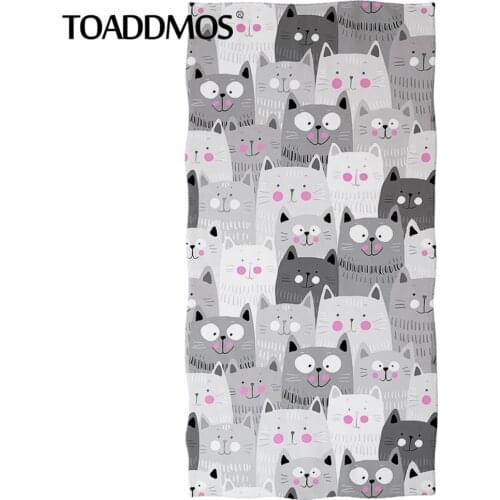 TOADDMOS Bathroom Towels Funny Cartoon Cat Design Lightweight Kids Adults Face Hand Towel Soft Quick Dry Swimmin Yoga Blankets