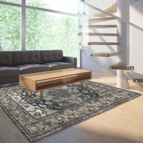 Reese Velvet Short Hair Classic Persian Pattern Anti Slip Carpets Pro Rug Living Room Bedroom Easy Clean Floor Protection Decor