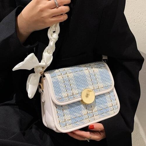 Korean Summer Designer Luxury Shopper Female Fashion Flap Crossbody Shoulder Bags Small Square Bag Silk Scarf Travel Tote Bag