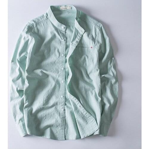 Long Sleeve Shirts Male New Man Casual Shirts Natural Linen Cotton Tops Solid Color Plus Size M-5Xl Spring Autumn