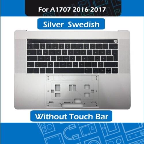 Silver A1707 Top Case + SE Swedish Keyboard For Macbook Pro Retina 15" Touch Bar A1707 Palm rest replacement 2016 2017 Year