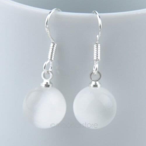 Wholesale 2pcs Jewelry Earring Gift Women Cats Eye Stone 925 Sterling Opal Pendant Earrings Ear Decor for Women