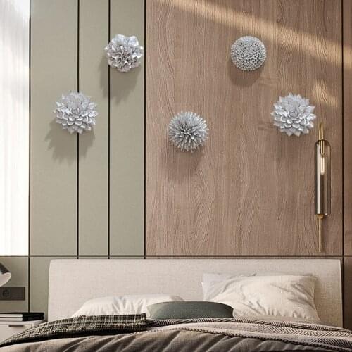 Modern Ceramic Flower Wall Sticker Crafts Home Livingroom Background Wall Hanging Decoration Hotel Store Wall Mural Accessories