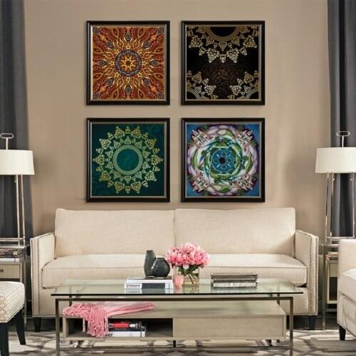 Traditional Beautiful Thangka Wall Art Mandala Yoga Canvas Paintings Print and Poster Wall Pictures for Living Room Home Decor