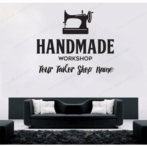 Tailor Shop HANDMADE workshop vinyl wall sticker Sewing Studio decor Tailor decal Custom personalizedHJ335