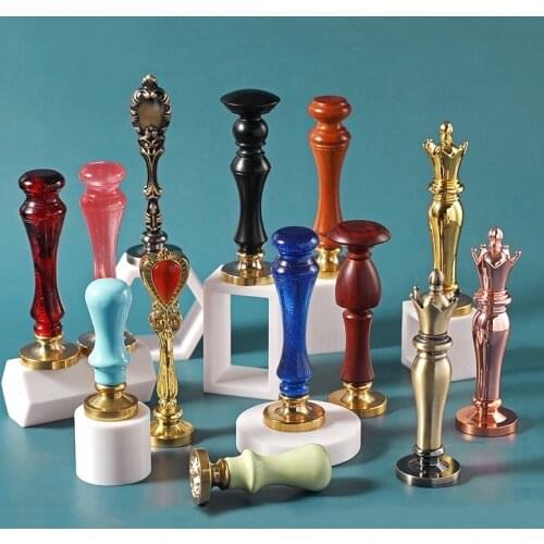 Manzelun Wax Seal Stamp Handle Retro Metal and Wodden Colorful Universal Handle with Screw