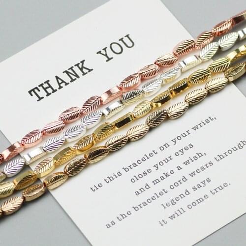 WLYeeS 18 Gold Silvers Leaves bead Natural Hematite plating Alien Loose beads for Jewelry Necklace Pendant Btacelet Making DIY