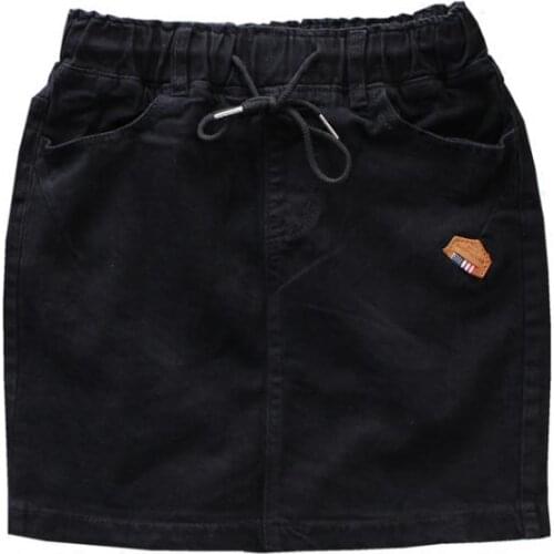 Summer Black White Jeans Skirts Womens Elastic Waist Back Split Pencil Skirts Cotton Natural Waist Above Knee Denim Skirts J3131