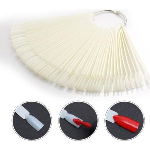 1Set False Nail Tips Fan Nature Nail Art Round Full Cover Display Practice Tools Fake Nails Manicure Acrylic UV Gel Polish