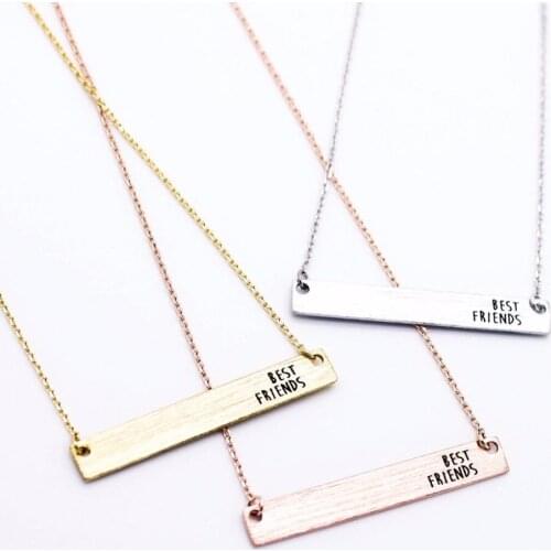 10pieceNew Personalized Blank Bar Pendant Necklace 3 Colors Stainless Steel Custom Name Plate Necklace Can Engrave Word Letters