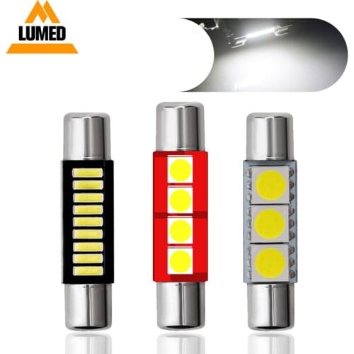 100x 29mm Festoon LED C5W Car 9 leds 4014 Auto Interior For Sun Visor Vanity Mirror Lights DC 12V