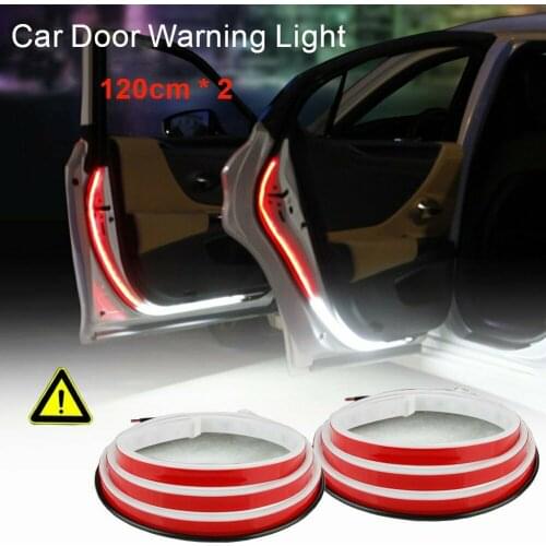 120cm Universal Car Door Opening Light Strip Welcome Light Red Strobe Flashing Safety Anti Rear-end Collision Lamp 12V 2pcs