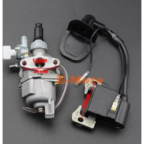 13mm Carburetor Carby Carburettor + Ignition Coil For 2 Stroke Egnine 43 47 49cc BIKE DIRT POCKET MINI ATV QUAD GOKART NEW