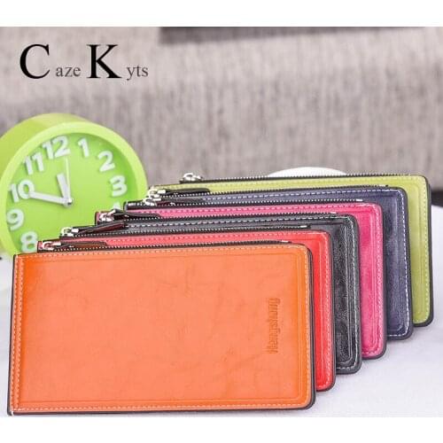 2020 New Card holder oil wax leather ladies wallet multi-card bit card holder female thin mobile phone bag
