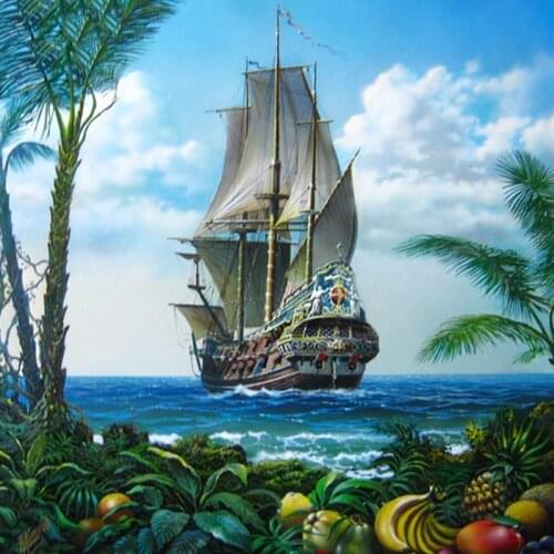 5D DIY Diamond Painting boat Scenery Cross Stitch Needlework Ship fruit Diamond Embroidery Home Decoration Diamond NEW Arrival