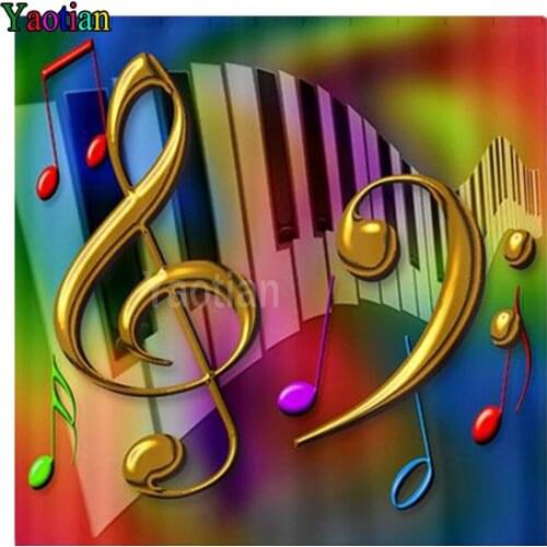 Full Drill 5d Diy Diamond Painting Rainbow Musical Notes Crystal Painting Needlework Kits For Embroidery Cross Stitch Mosaic
