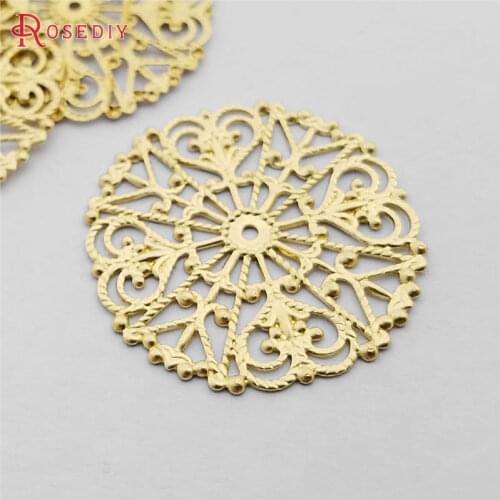 C971)20 pieces 30mm Not plated color Brass Round Decorative Spacer Diy Jewelry Findings Accessories Wholesale