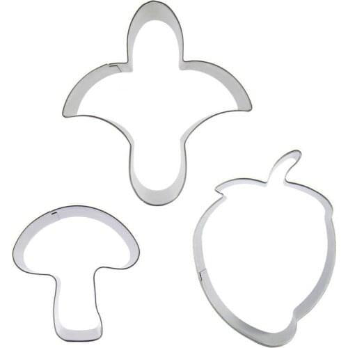 Red Flower , Mushrooms, Big Strawberry shaped 3 piece biscuit cutting molds, baking tools, cake decorating soft candy tools