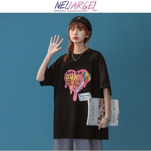 NELLARGEL Women Graphic Live Harajuku Y2k T Shirts 2021 Summer Female Korean Fashion Streetwear Kawaii Tees Girl Vintage Tshirts