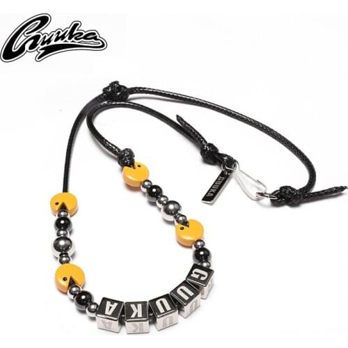 GUUKA tide brand LOGO box necklace mens tide hiphop net red tide brand hip hop chain lovers letter hanging pendant