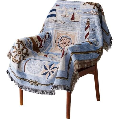 GY4017 European Lighthouse Geometry Blanket Sofa Decorative Slipcover Stitching Blanket Rug