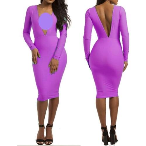 Cotton Womens Bottoming Skirt Sexy Tight Bandage Back V Dress Nightclub