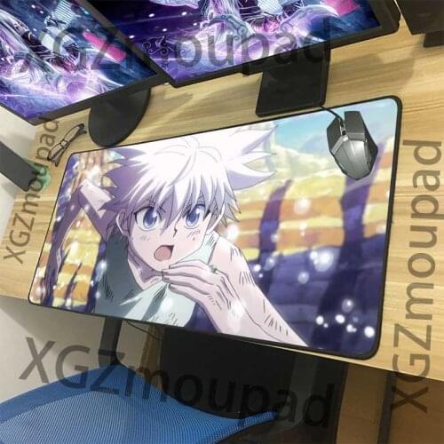 XGZ Custom Large Gaming Computer Desk Mat Black Lock Edge Hunter Killer Killua Zoldyck Mouse Pad Non-slip for Csgo Dota Gamer