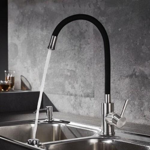 Single Handle Kitchen Sink Water Faucet,Hot and Cold Water Faucet with Adjustable Hose 11.8 inch, Food Grade Stainless Steel