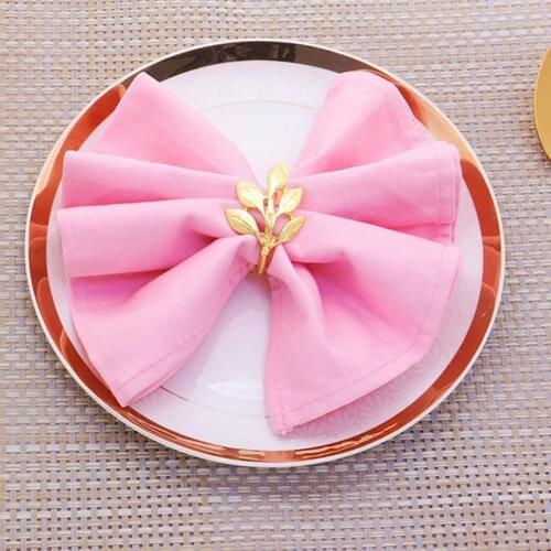 Creative Napkin Buckle Leaf Shape Solid Color Alloy Hollow Handmade Napkin Ring Napkin Buckle Holder for Restaurant Banquet